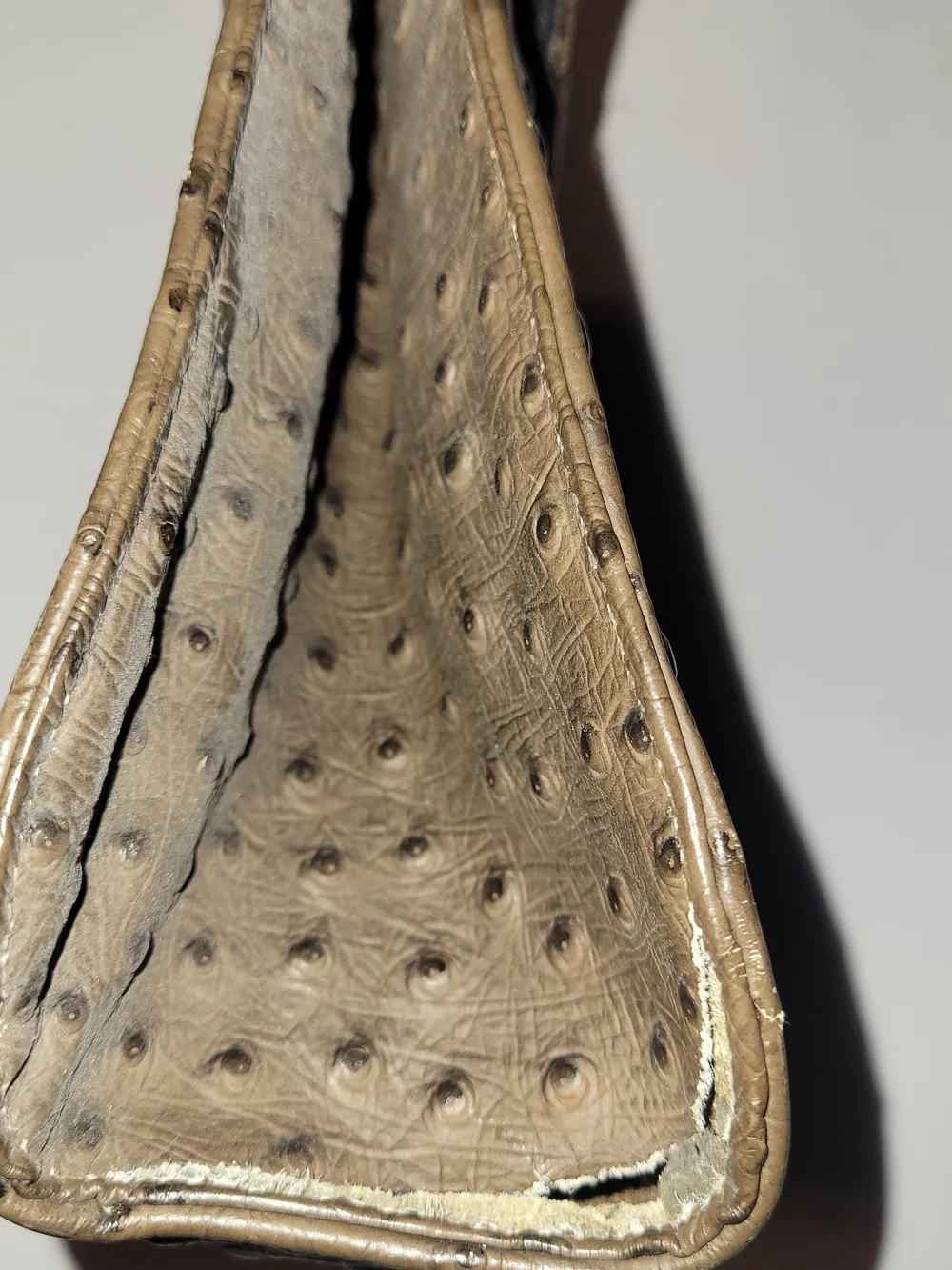 Vintage Ostrich Leather Olive Green Leather Handbag